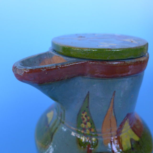 Vintage Tlaquepaque lidded pitcher 10 1/4" tall